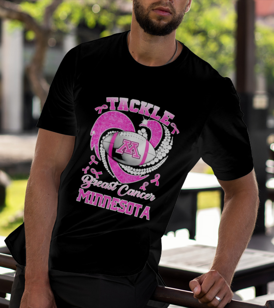 Pink Ribbon Tackle Breast Cancer Minnesota Football T-Shirt
