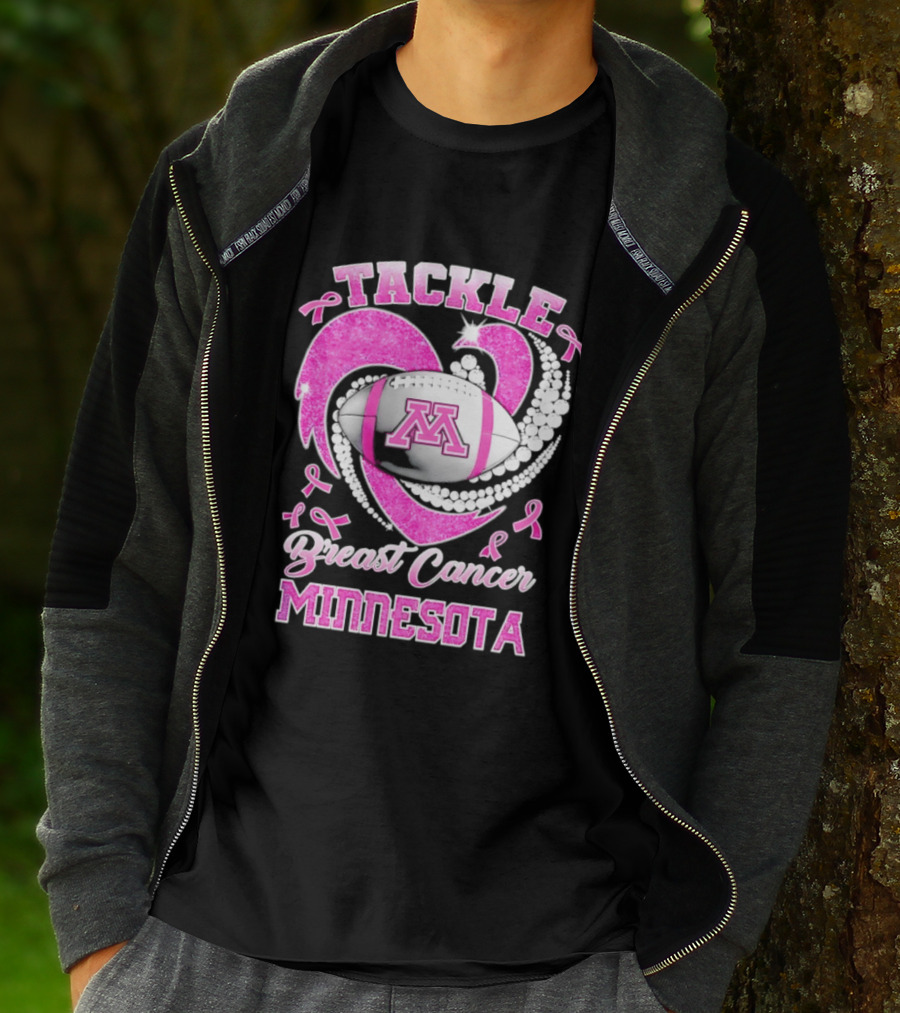 Pink Ribbon Tackle Breast Cancer Minnesota Football T-Shirt