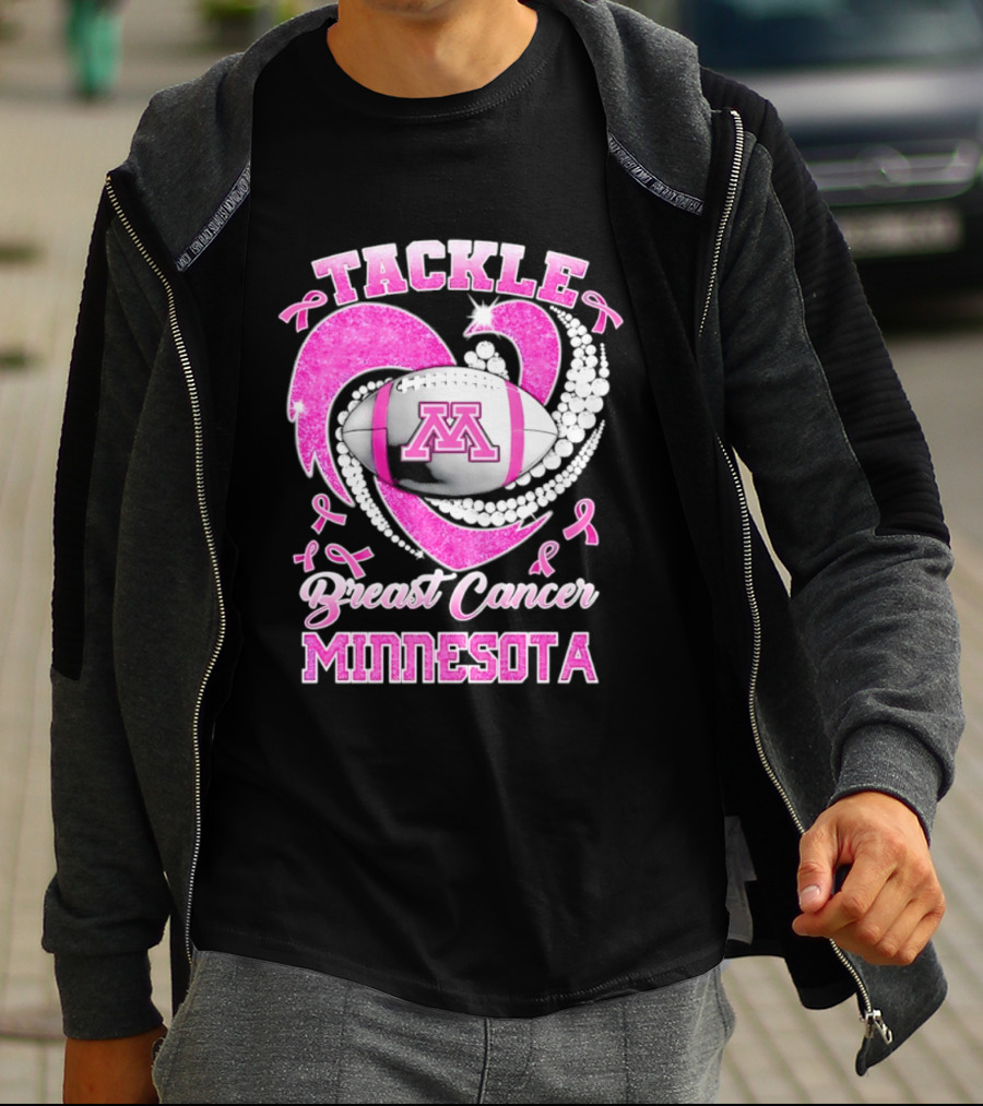 Pink Ribbon Tackle Breast Cancer Minnesota Football T-Shirt