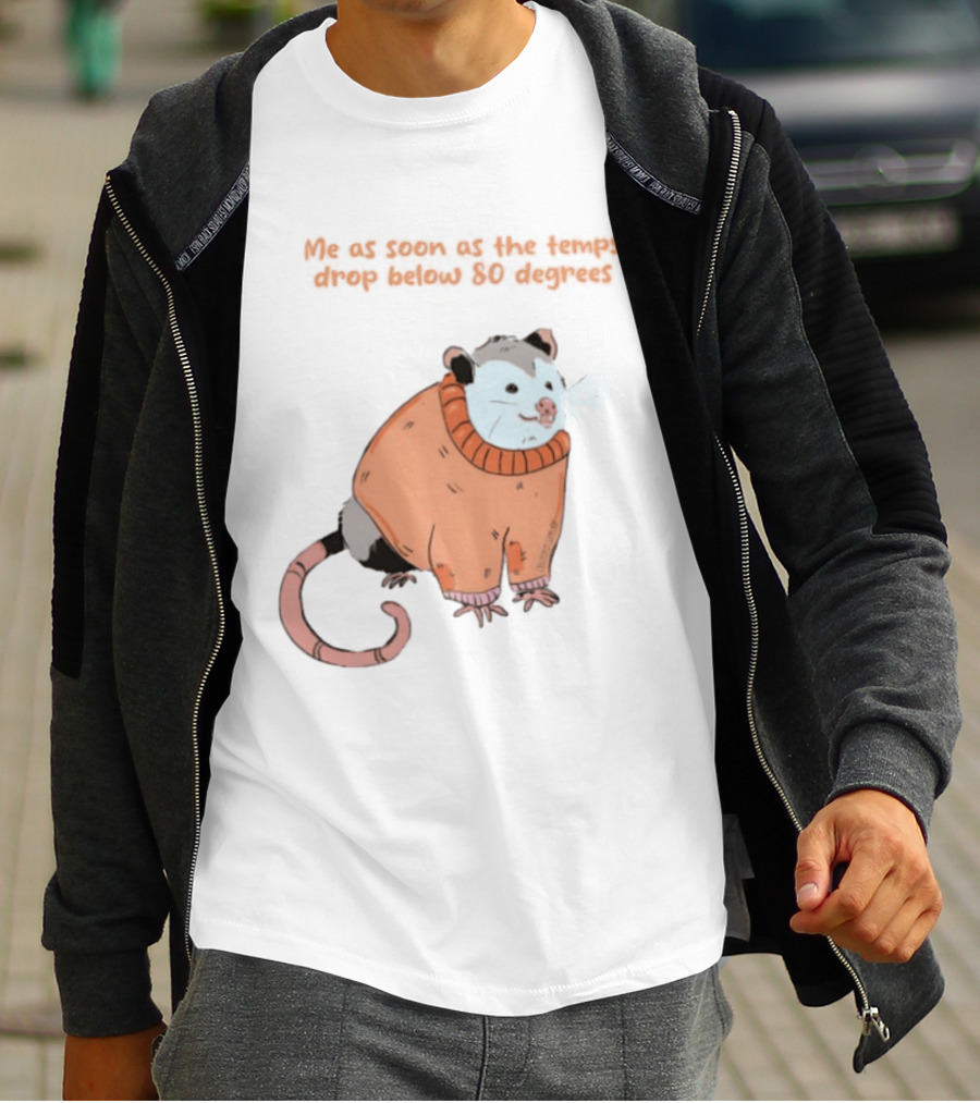 Opossum Cozy Sweater Temps Below 80 Degrees T-Shirt