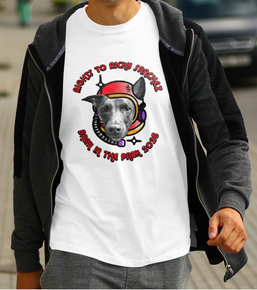 Rights To Ricky Sanchez 2026 Bark In The Park Dog Astronaut T-Shirt