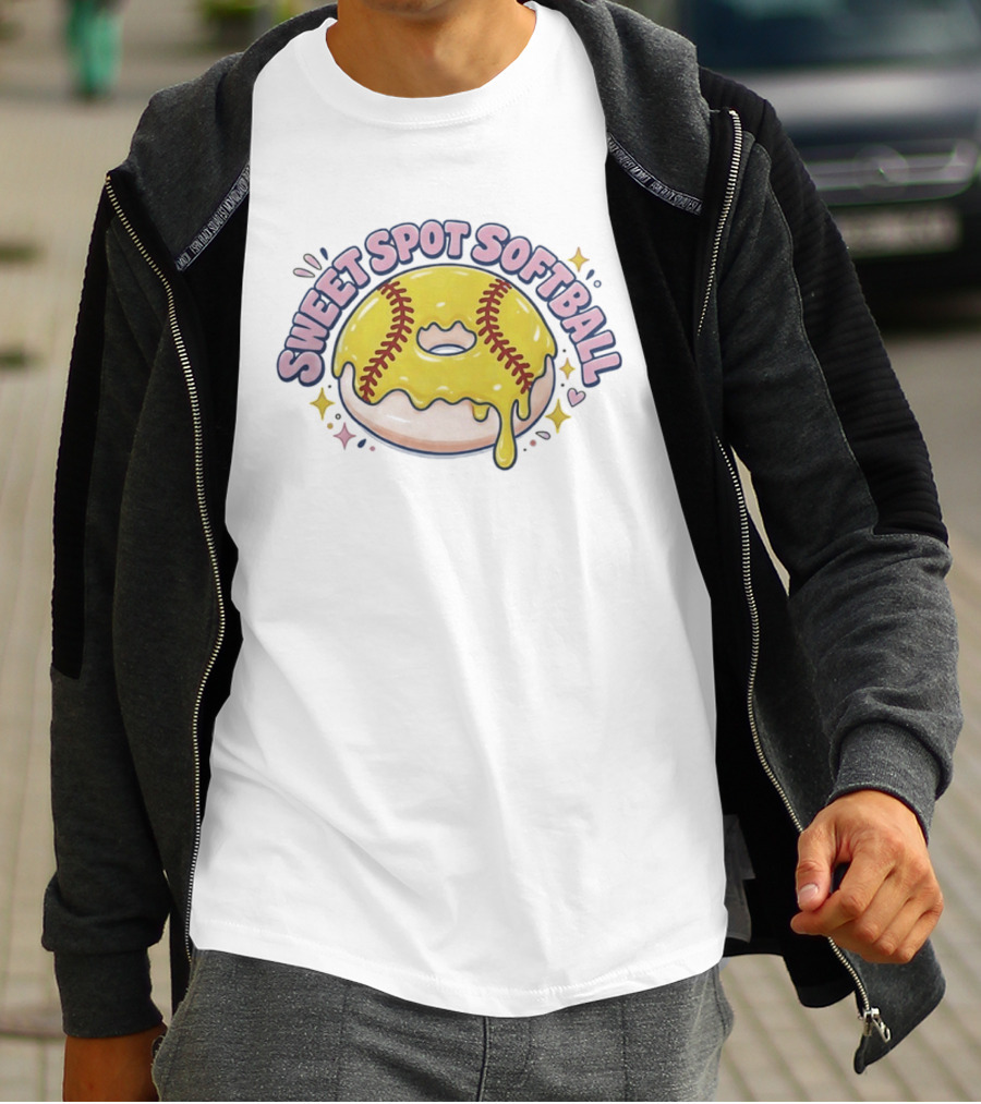 Sweet Spot Softball Donut Yellow Dripping Icing T-Shirt