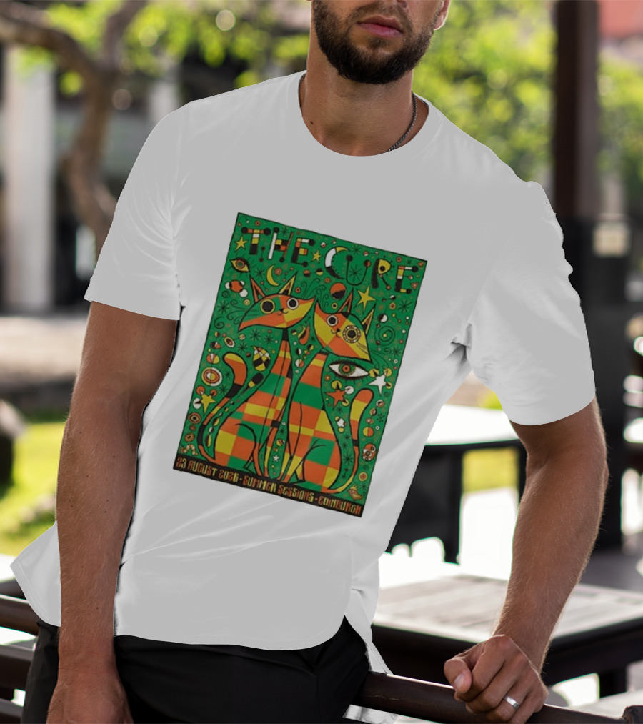 The Cure Summer Sessions Edinburgh August 2026 Two Cats Psychedelic T-Shirt