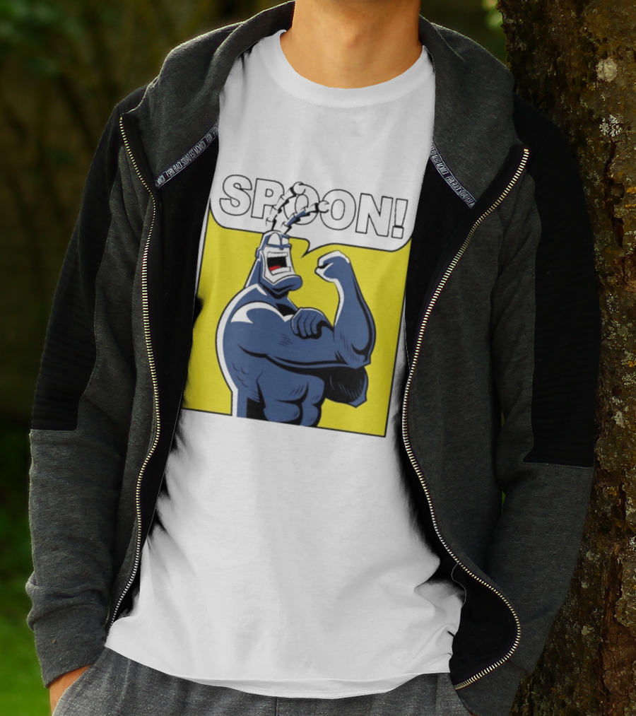 Spoon Mighty Hero Cartoon Catchphrase T-Shirt
