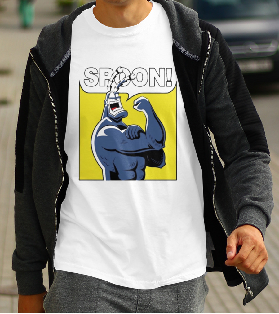 Spoon Mighty Hero Cartoon Catchphrase T-Shirt