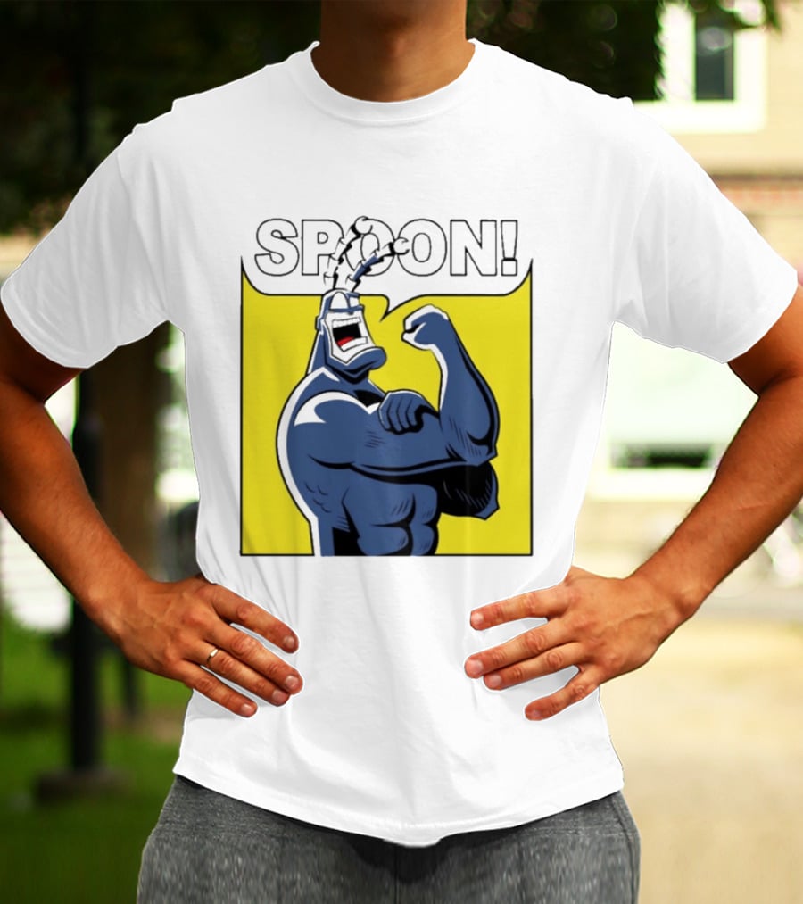 Spoon Mighty Hero Cartoon Catchphrase T-Shirt