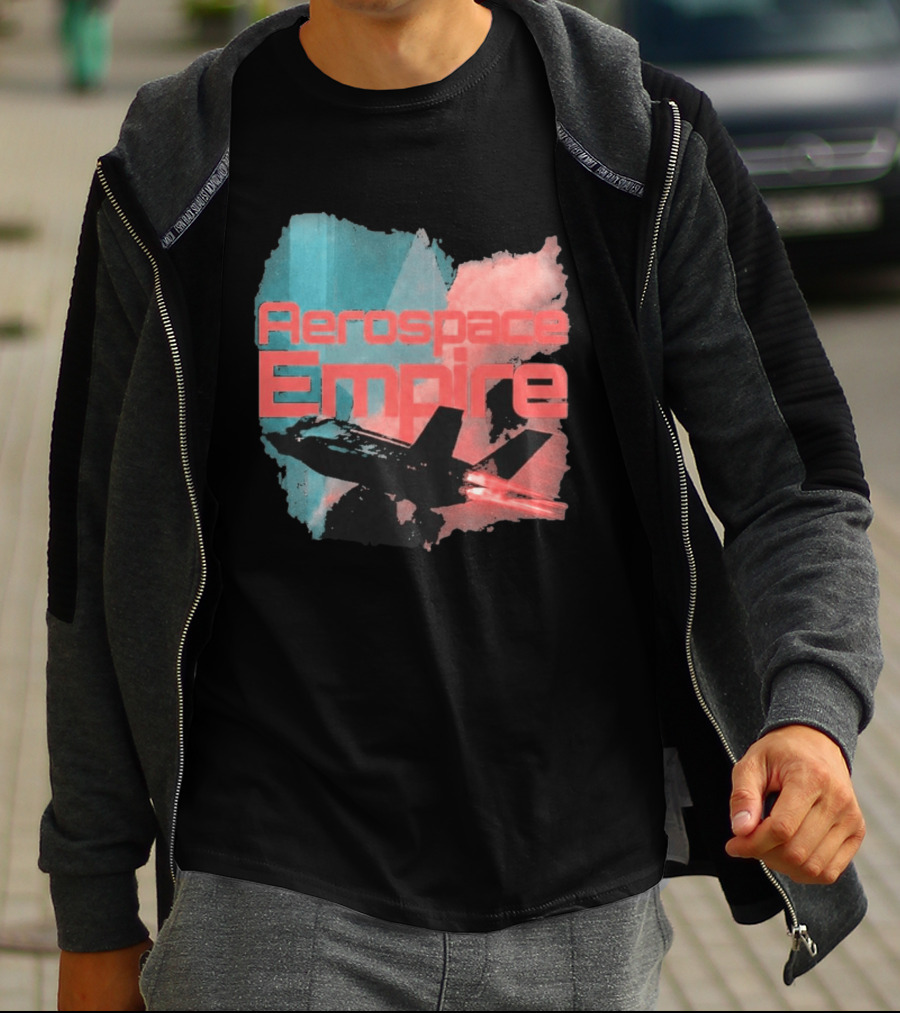 Aerospace Empire Futuristic Jet With Vapor Trails And Vibrant Color Palette T-Shirt