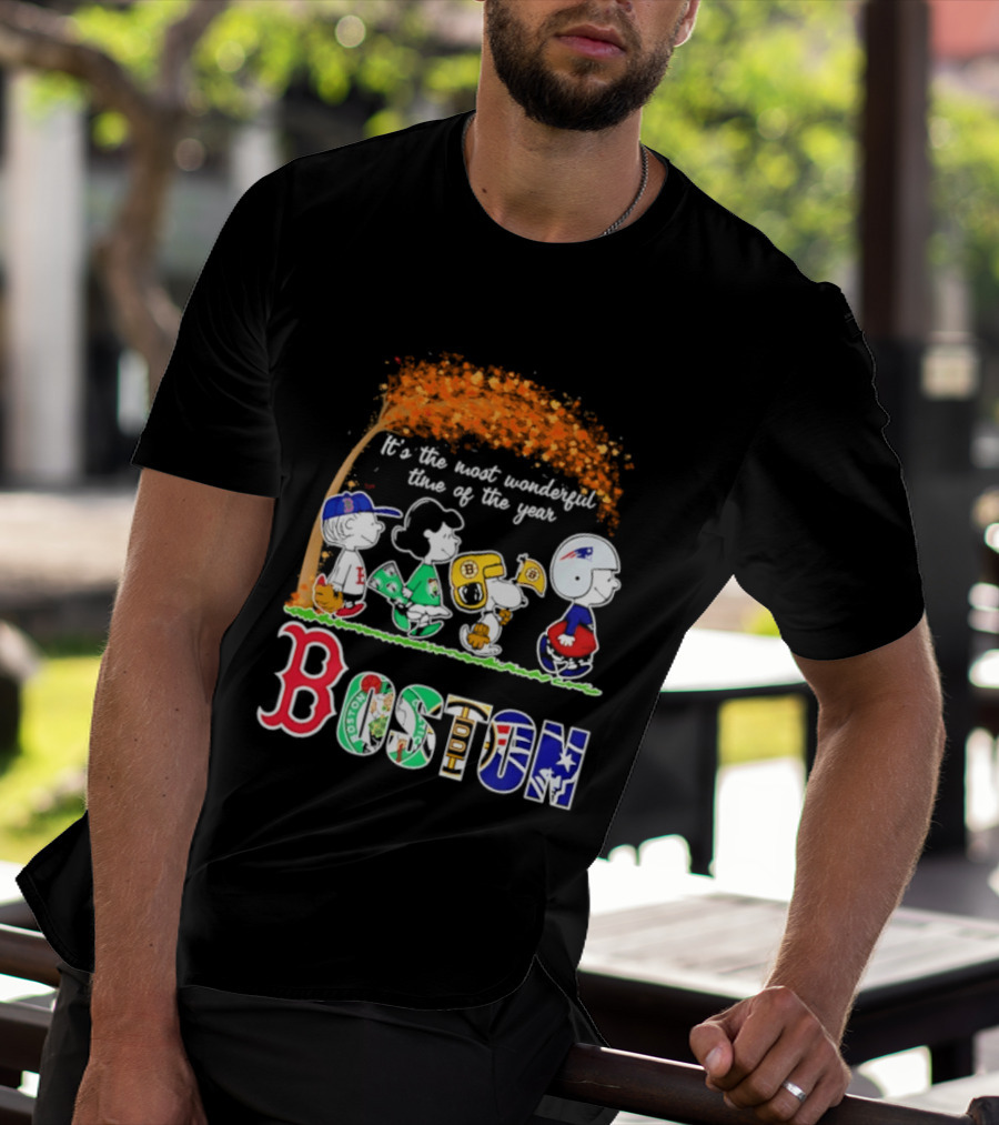 Boston Sports Team X Peanuts It's The Most Wonderful Time Of The Year Halloween 2026 Fall Autumn T-Shirt