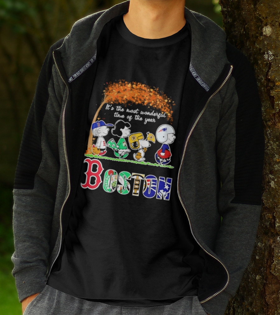 Boston Sports Team X Peanuts It's The Most Wonderful Time Of The Year Halloween 2026 Fall Autumn T-Shirt