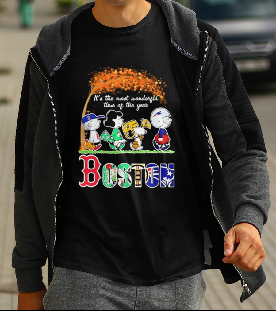 Boston Sports Team X Peanuts It's The Most Wonderful Time Of The Year Halloween 2026 Fall Autumn T-Shirt