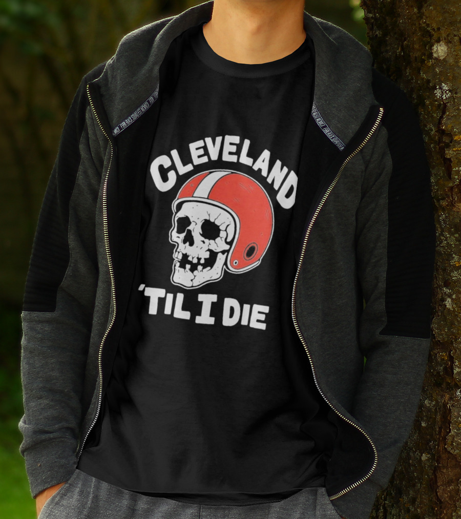 Cleveland 'Til I Die Skull Red Football Helmet T-Shirt
