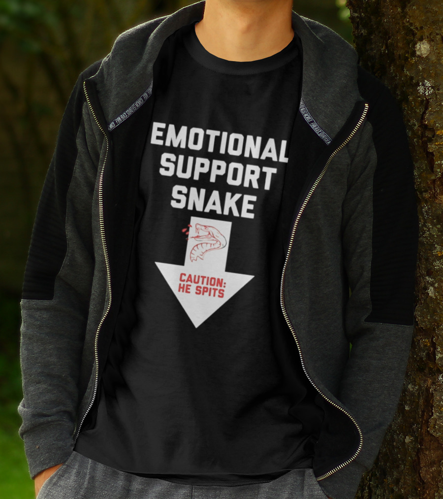 Emotional Support Snake Caution He Spits Warning Arrow T-Shirt