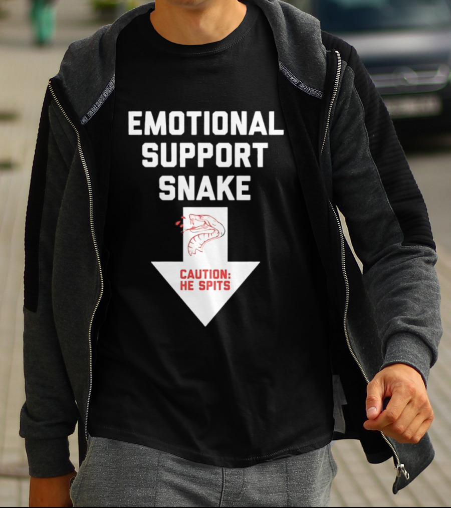 Emotional Support Snake Caution He Spits Warning Arrow T-Shirt