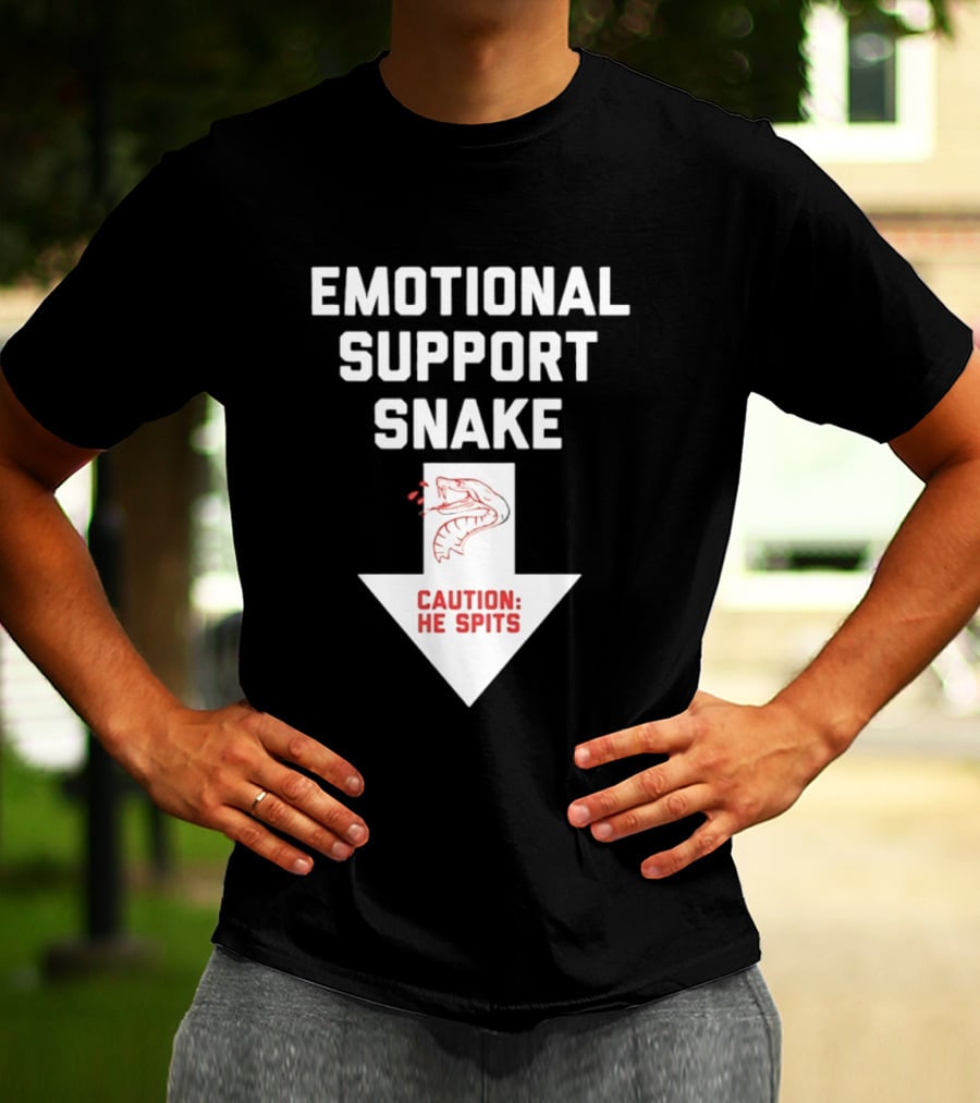 Emotional Support Snake Caution He Spits Warning Arrow T-Shirt