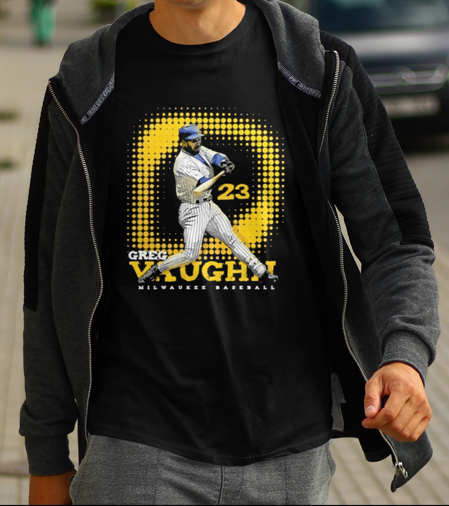 Greg Vaughn 23 Milwaukee Brewers Baseball Dots Player T-Shirt