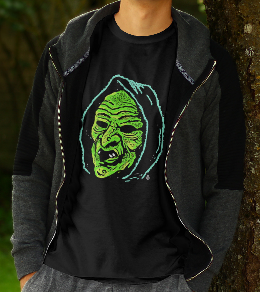 Halloween Witch Green Face Spooky Horror Costume T-Shirt