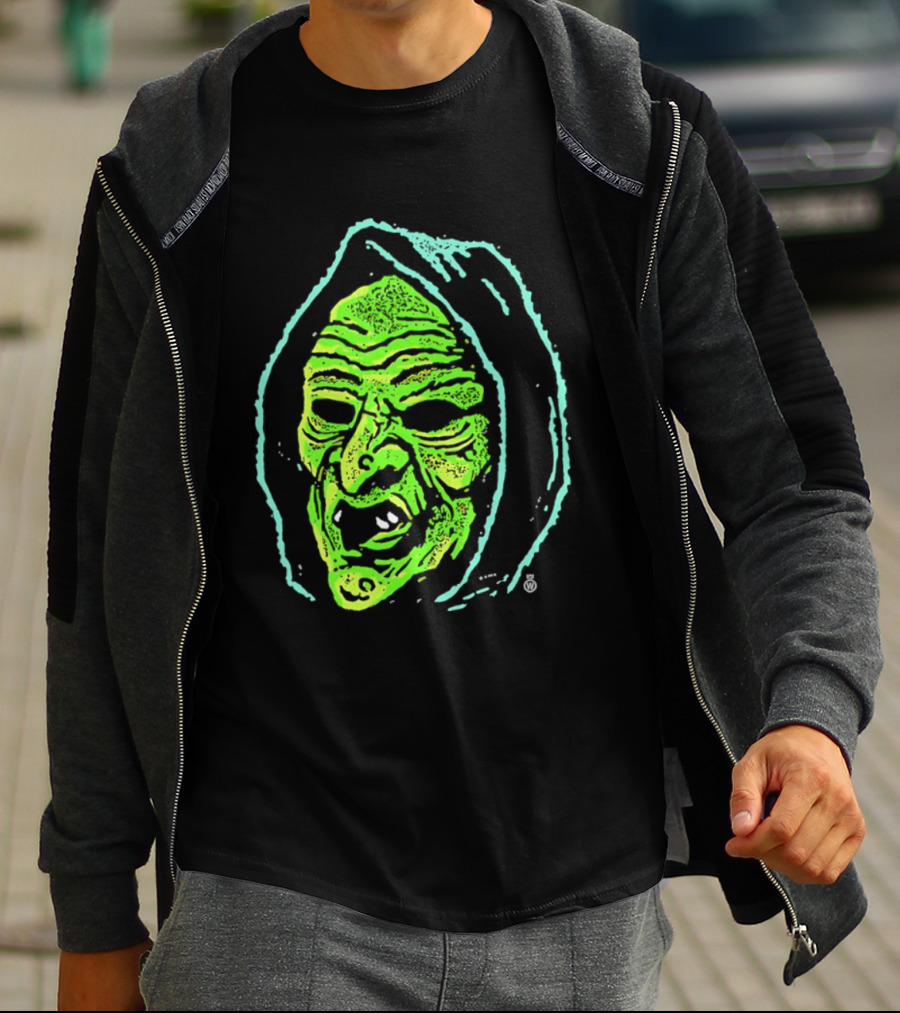 Halloween Witch Green Face Spooky Horror Costume T-Shirt
