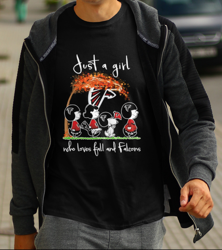 Just A Girl Who Loves Fall And Falcons Football Halloween 2026 T-Shirt