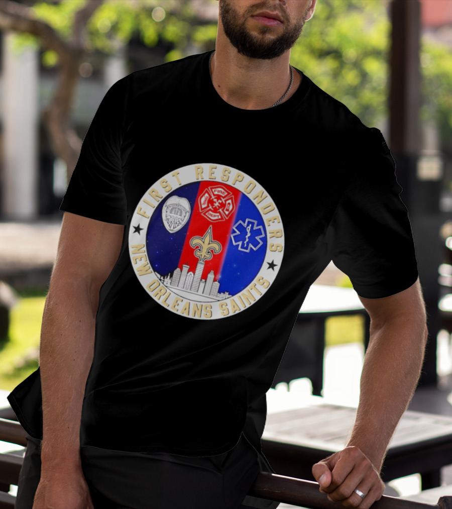 New Orleans Saints First Responders Tribute 9.11 Skyline Fire Dept Police EMT T-Shirt