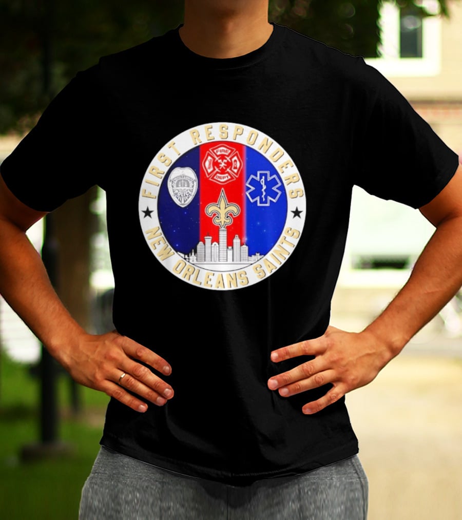 New Orleans Saints First Responders Tribute 9.11 Skyline Fire Dept Police EMT T-Shirt
