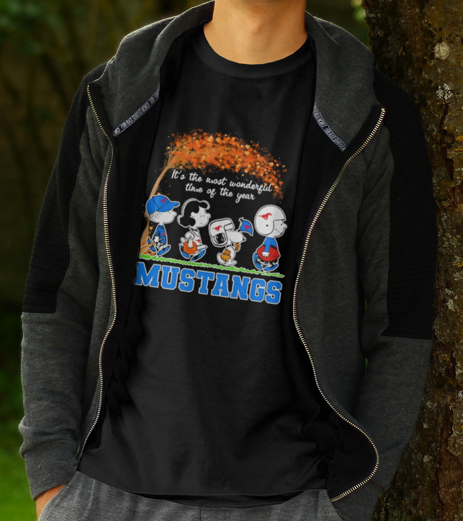 SMU Mustangs Peanuts Most Wonderful Time Of The Year Fall Halloween 2026 T-Shirt