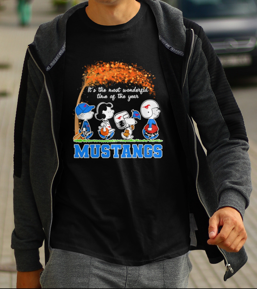 SMU Mustangs Peanuts Most Wonderful Time Of The Year Fall Halloween 2026 T-Shirt