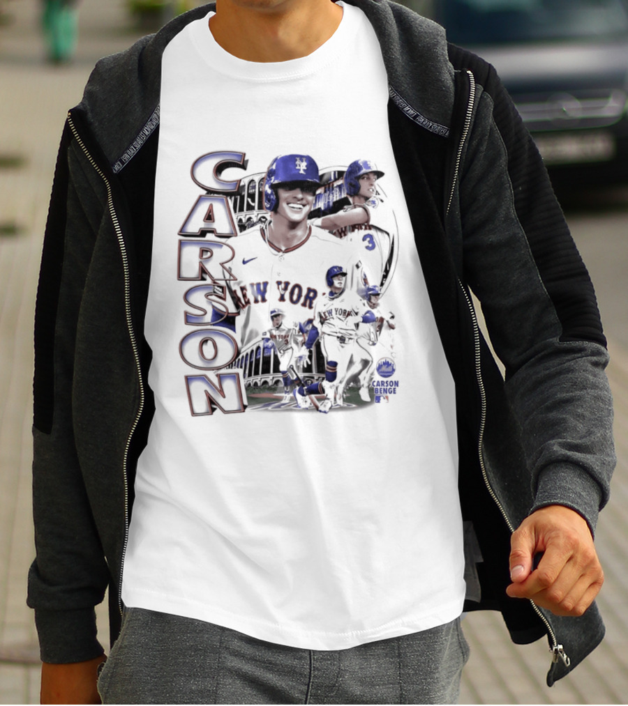 Carson Benge New York Mets MLB Baseball Collage T-Shirt