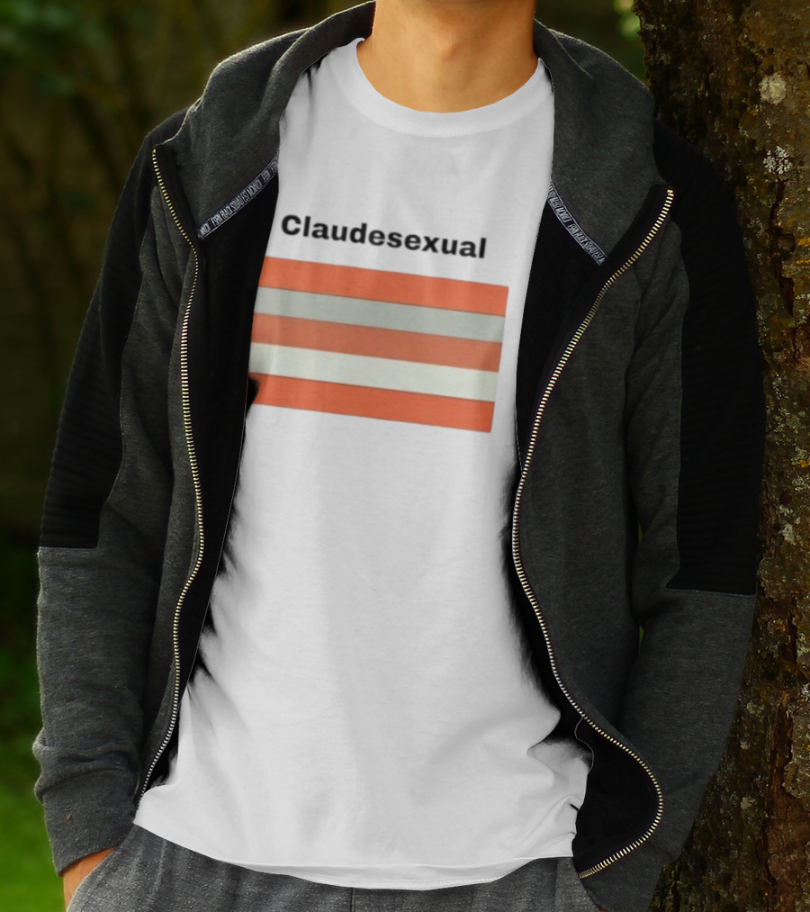 Claudesexual Pride Flag LGBTQ Identity Orange And Gray Stripes T-Shirt