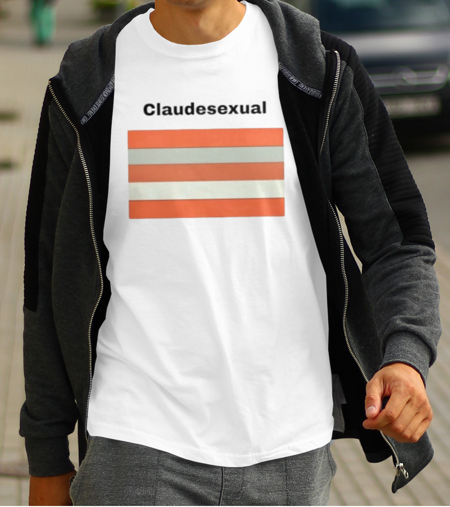 Claudesexual Pride Flag LGBTQ Identity Orange And Gray Stripes T-Shirt