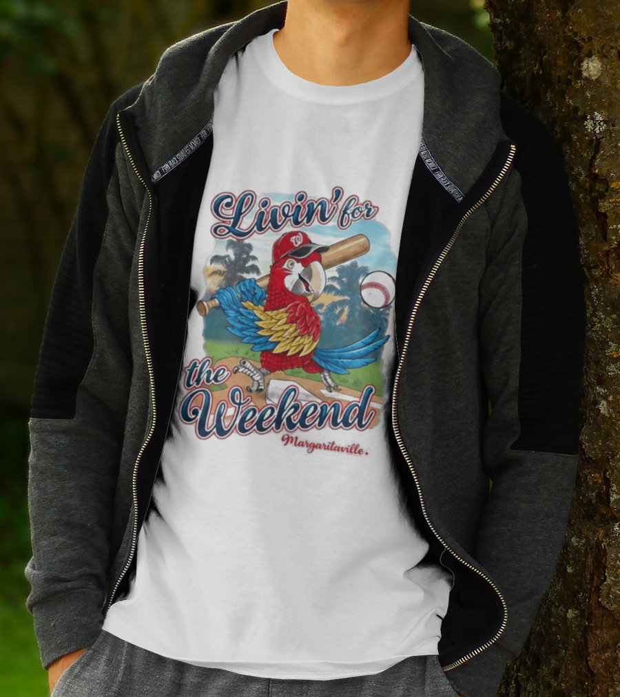 Livin' For The Weekend Nationals Margaritaville 2026 Macaw Baseball T-Shirt