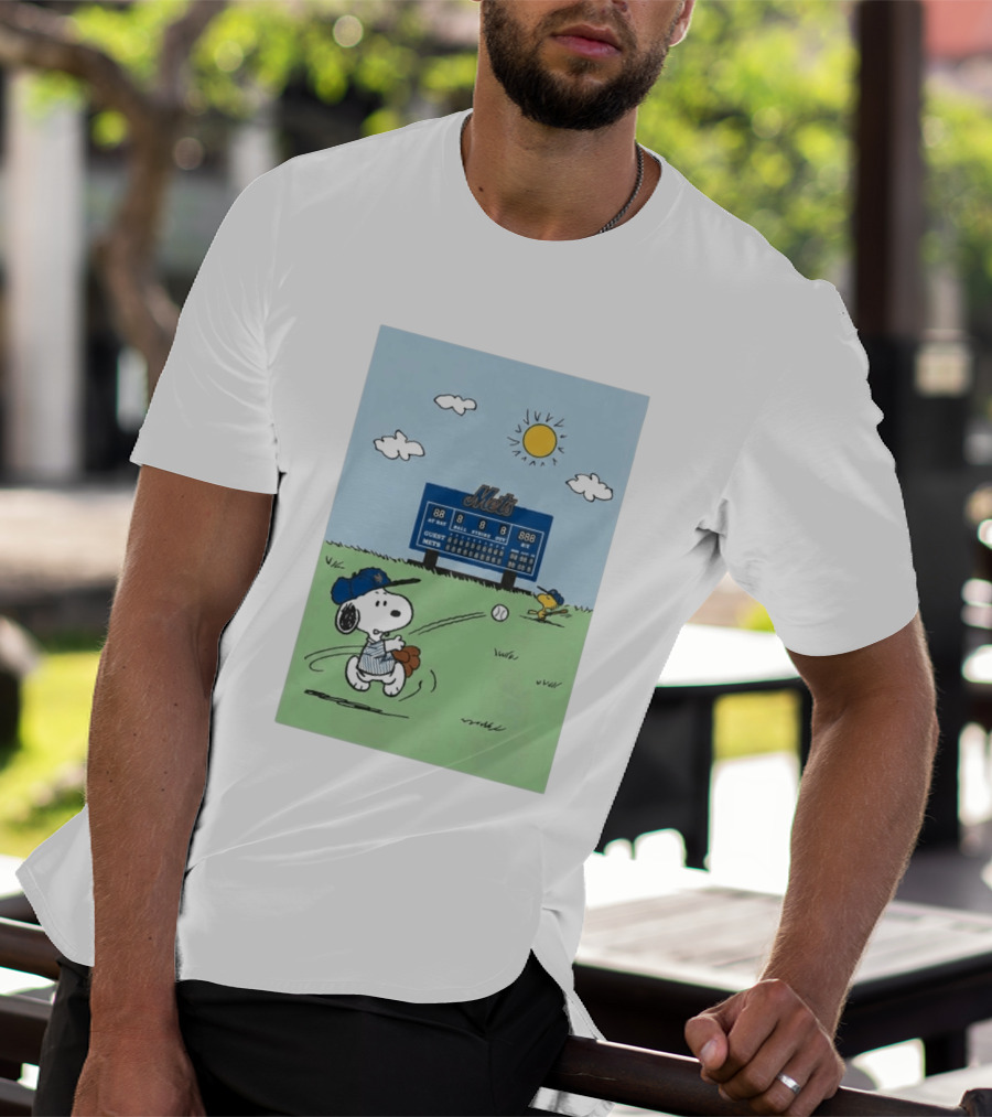 NY Mets Peanuts Snoopy Baseball Game Day T-Shirt