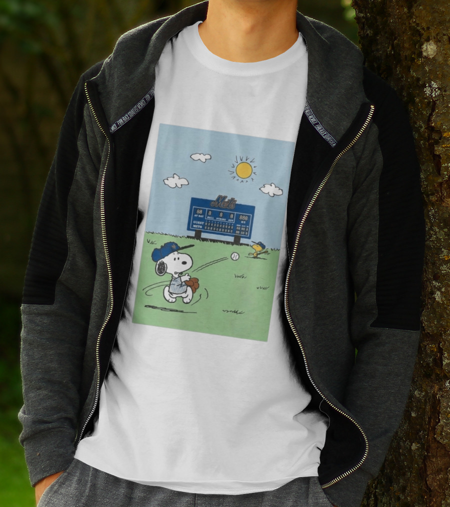 NY Mets Peanuts Snoopy Baseball Game Day T-Shirt
