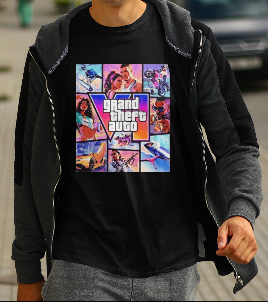 Grand Theft Auto VI Vice City Stories Helicopter Motorbike Rockstar Games T-Shirt
