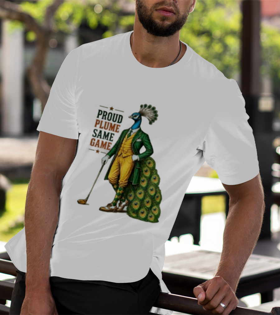 Proud Plume Same Game Peacock Golf Club Cartoon T-Shirt