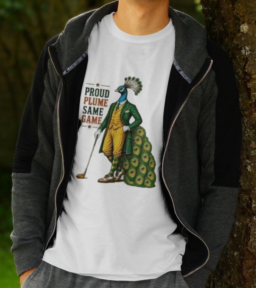 Proud Plume Same Game Peacock Golf Club Cartoon T-Shirt