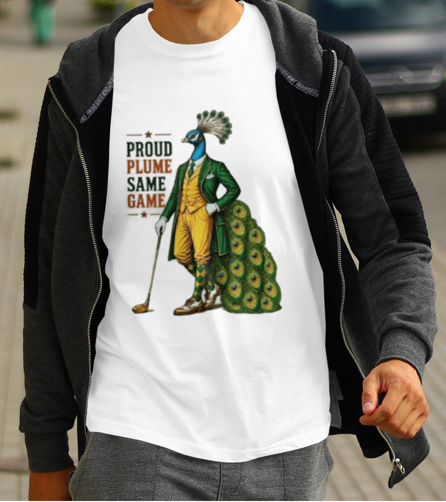 Proud Plume Same Game Peacock Golf Club Cartoon T-Shirt