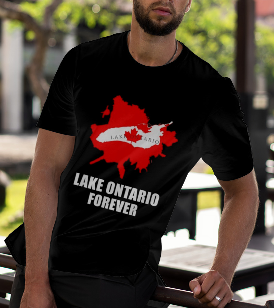 Lake Ontario Forever Canada Map Red Leaf T-Shirt