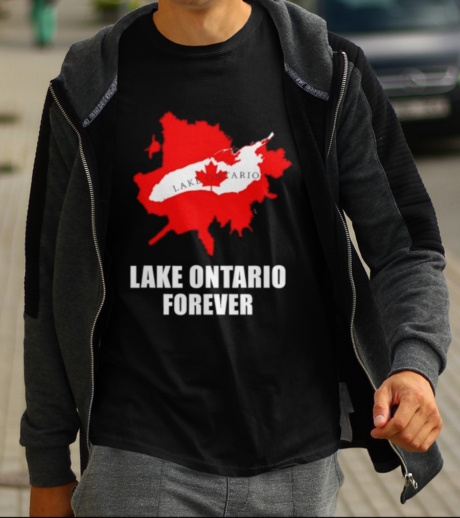 Lake Ontario Forever Canada Map Red Leaf T-Shirt