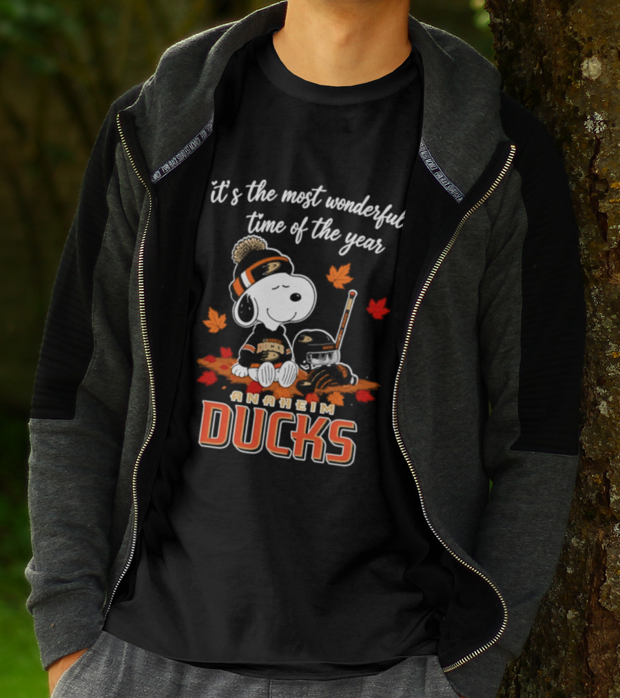 Anaheim Ducks Snoopy Halloween It's The Most Wonderful Time Of The Year 2026 T-Shirt