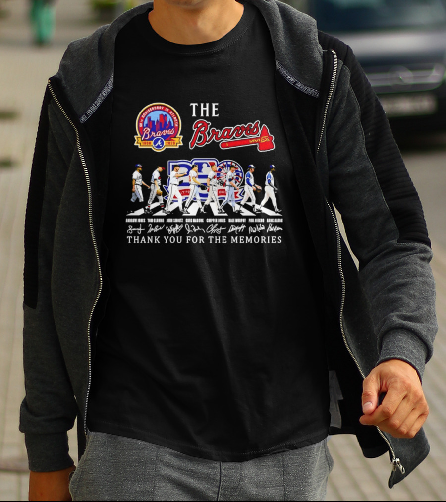 The Braves 150th Anniversary Atlanta 1876 2026 MLB 250th United States 1776 2026 Thank You For The Memories Signatures T-Shirt