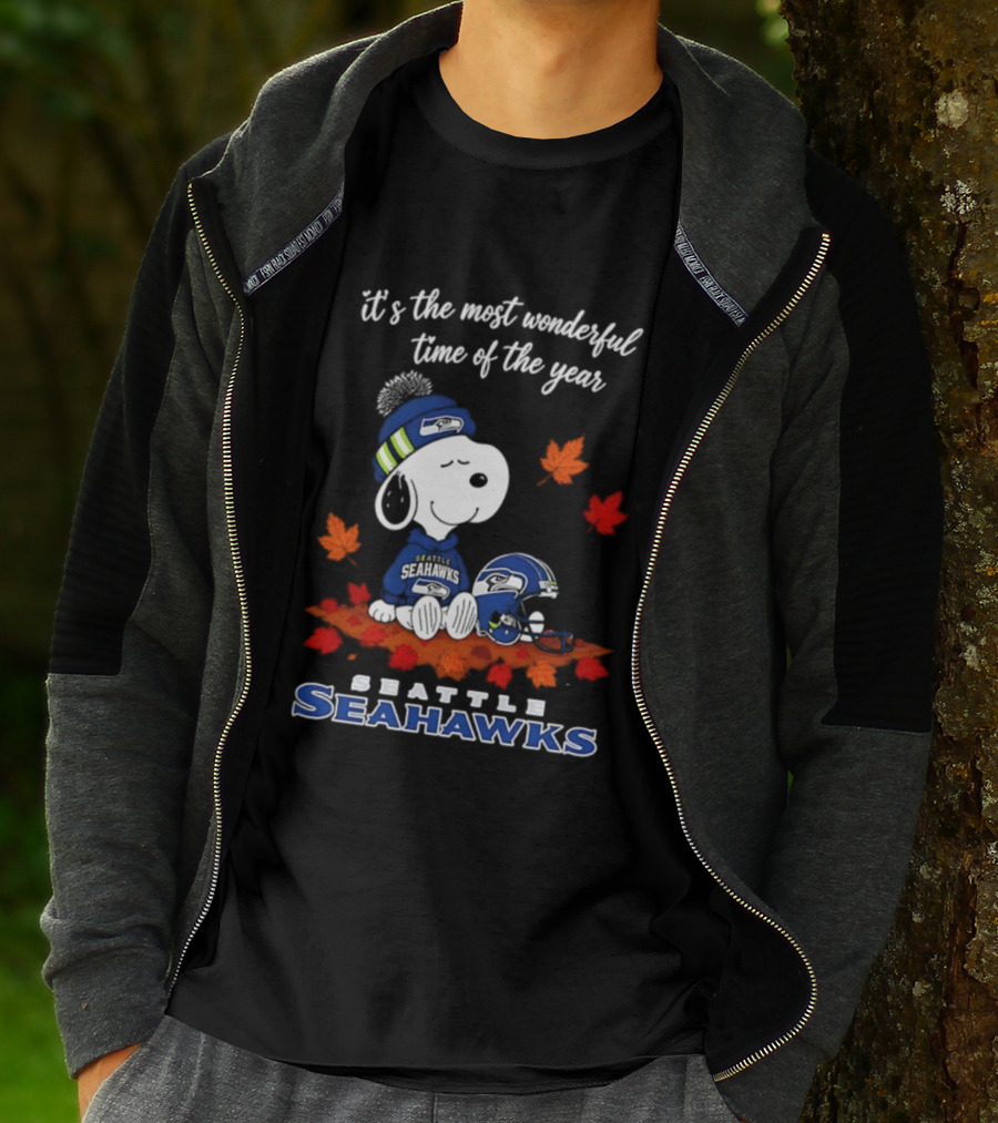 Snoopy Seattle Seahawks It's The Most Wonderful Time Of The Year Halloween 2026 T-Shirt