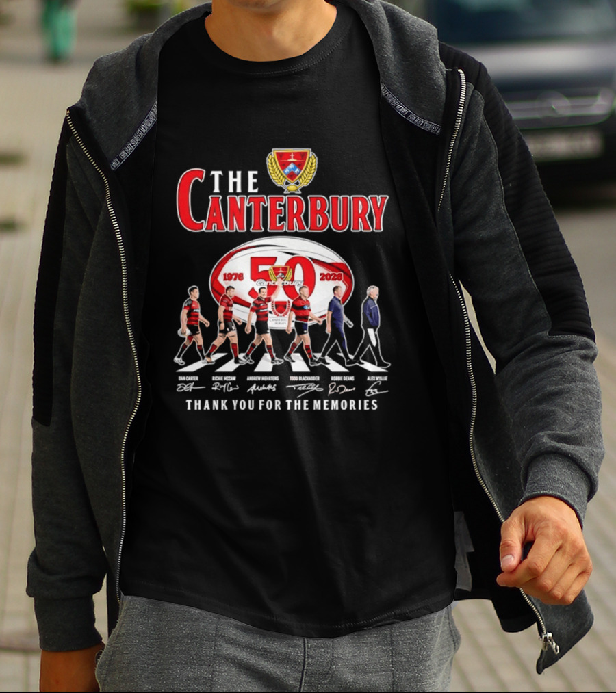 The Canterbury Rugby 50 Years 1976 2026 Thank You For The Memories Signatures T-Shirt