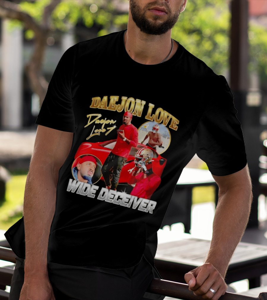 Daejon Love Wide Deceiver Football Tribute Red Car T-Shirt