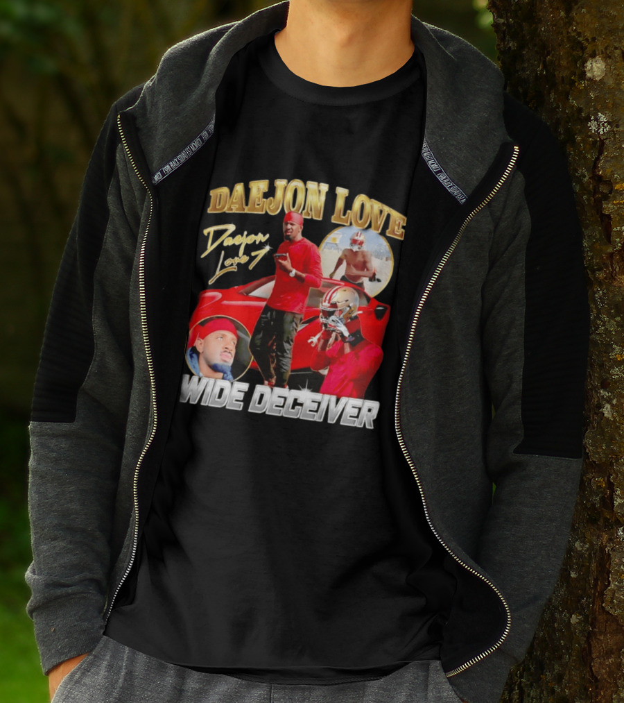 Daejon Love Wide Deceiver Football Tribute Red Car T-Shirt