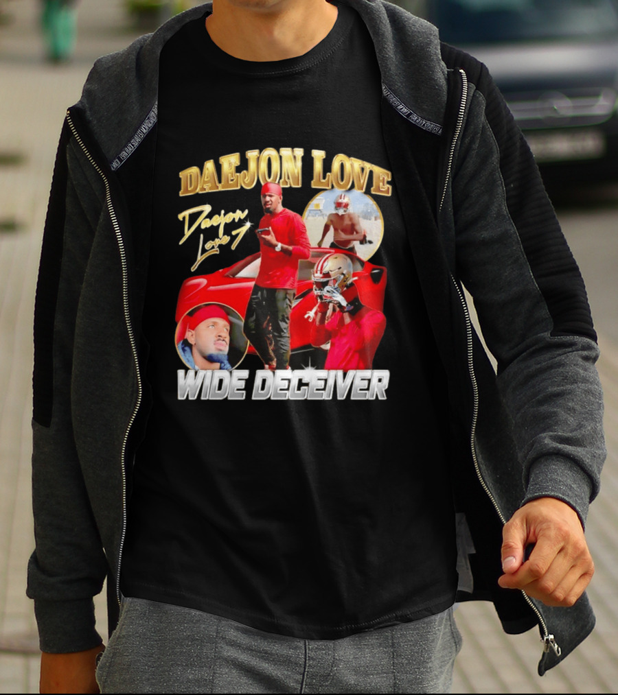 Daejon Love Wide Deceiver Football Tribute Red Car T-Shirt