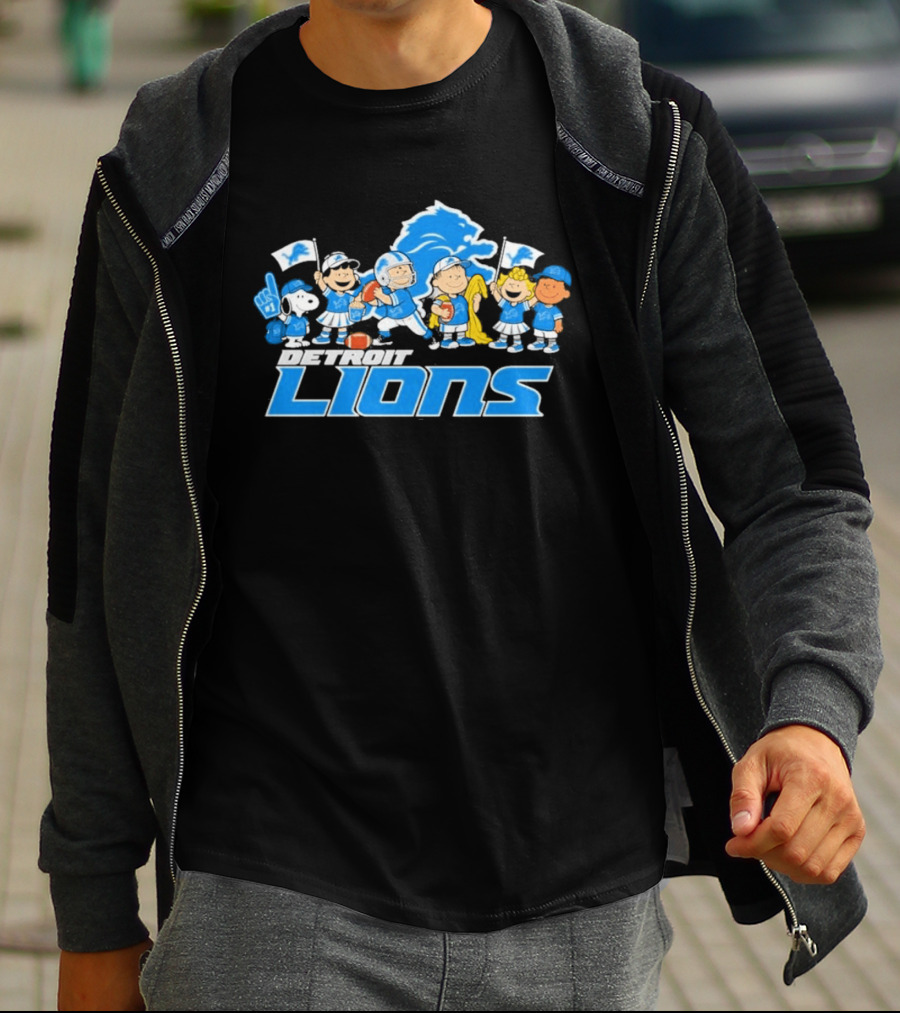 Detroit Lions Peanuts Characters Let's Go Team T-Shirt