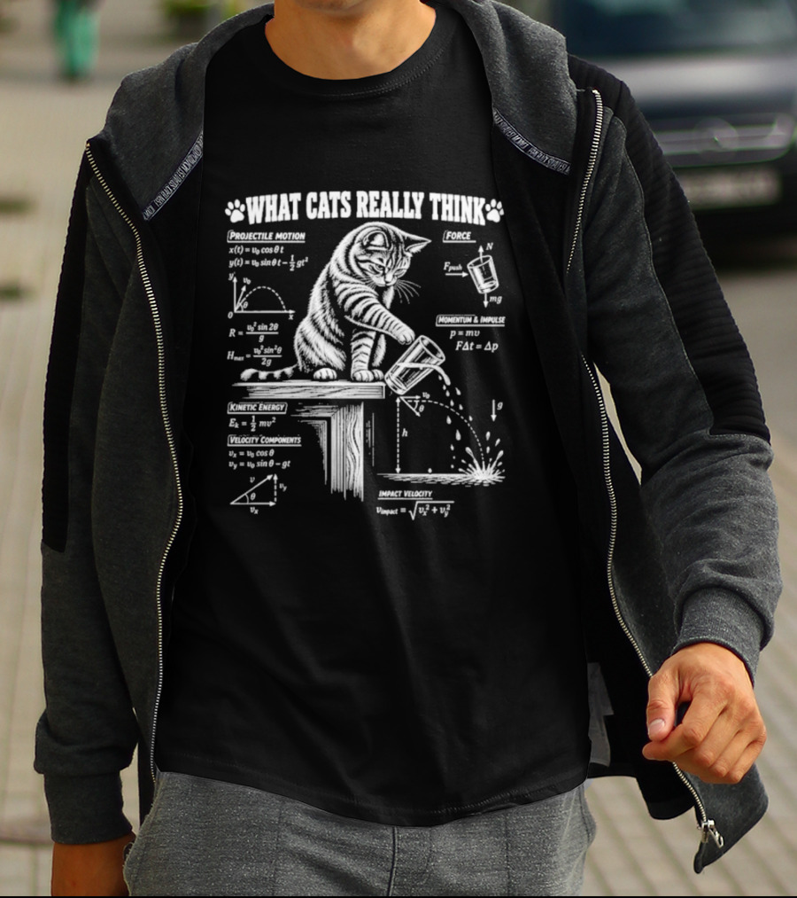 What Cats Really Think Physics With Formulas And Diagrams T-Shirt