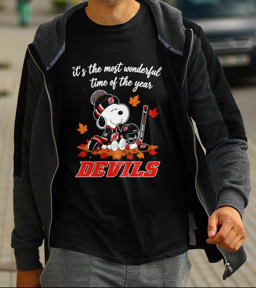 New Jersey Devils Snoopy Halloween 2026 It's The Most Wonderful Time Of The Year Hockey T-Shirt