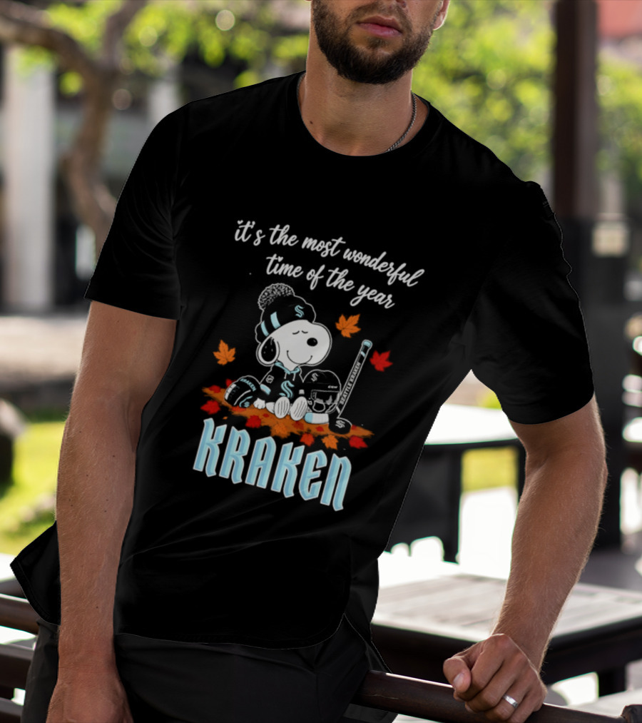 Seattle Kraken Snoopy Hockey Halloween 2026 It's The Most Wonderful Time Of The Year T-Shirt
