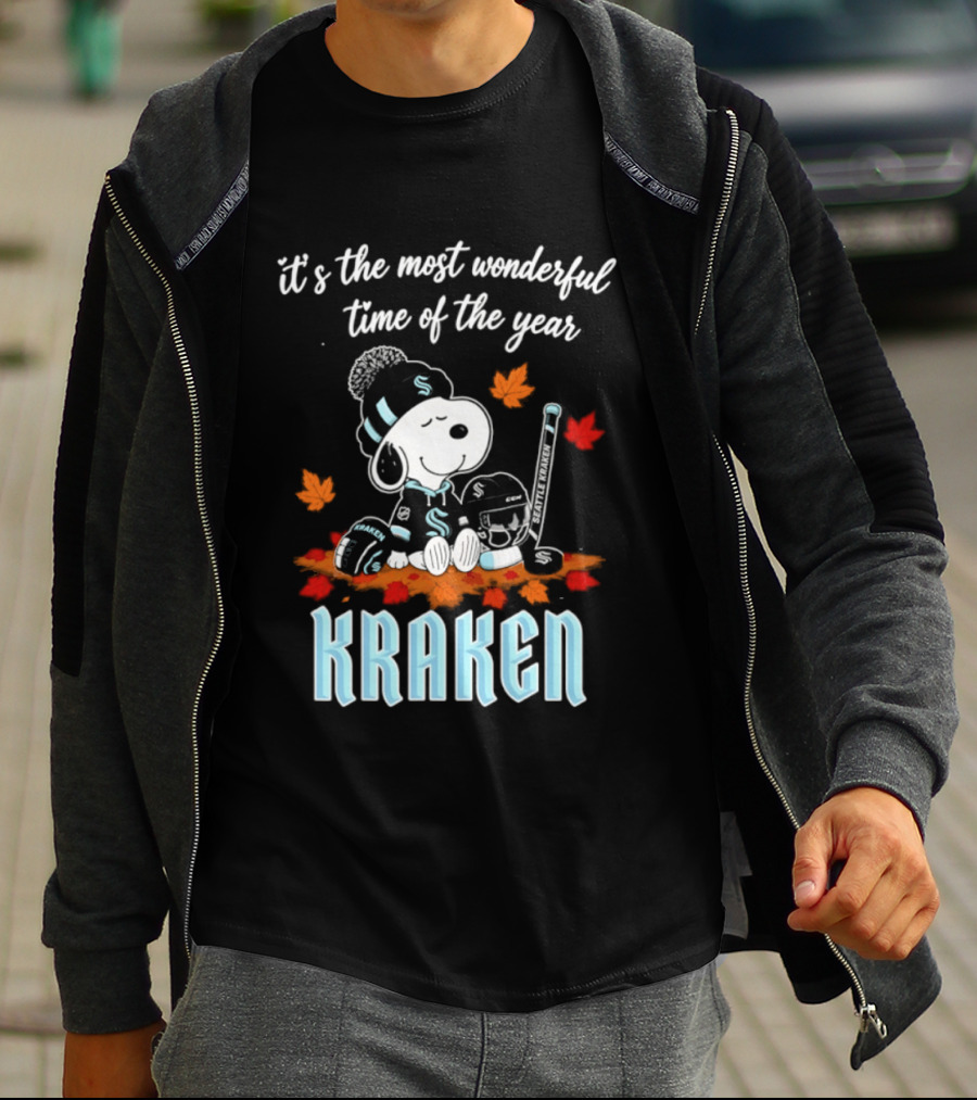 Seattle Kraken Snoopy Hockey Halloween 2026 It's The Most Wonderful Time Of The Year T-Shirt